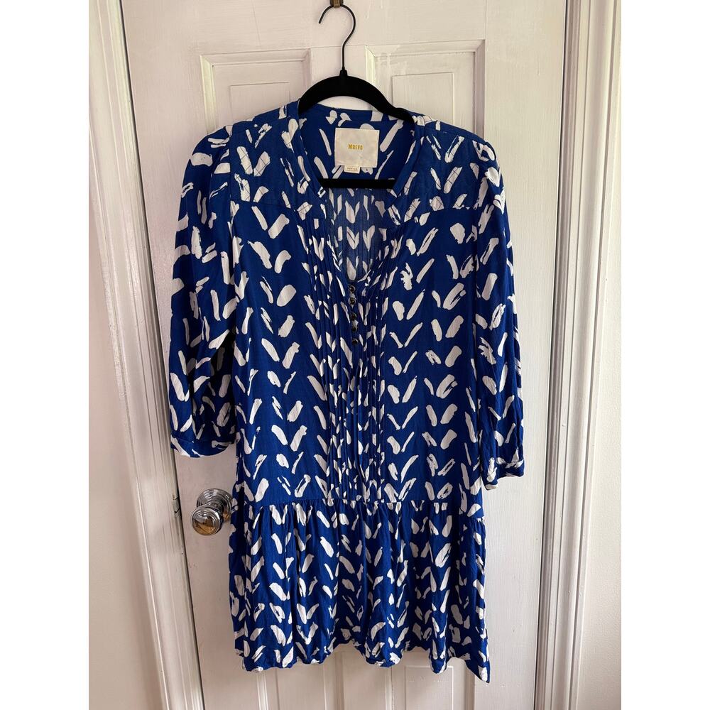 Maeve Anthropologie Caravane Drop Waist Dress | Blue & White | Size M | EUC - Picture 2 of 6
